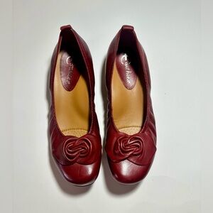 Earthies Rubio Bordeaux Red Flats Rose Casual Solid Red Comfort‎ SlipOn Size 6.5